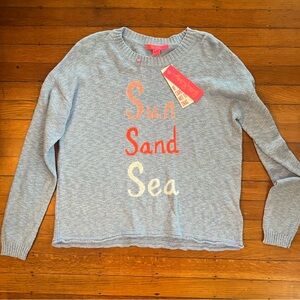 Lilly Pulitzer Light Blue Sweater with Colorful Text